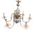 Mid 20th Century Delft Blue & White Porcelain Floral Hanging Chandelier Light Fixture 6 Arm For Sale