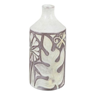 Vintage Stoneware Vase with Stylised Botanical Motifs by Mari Simmulson for Upsala Ekeby, 1960s For Sale