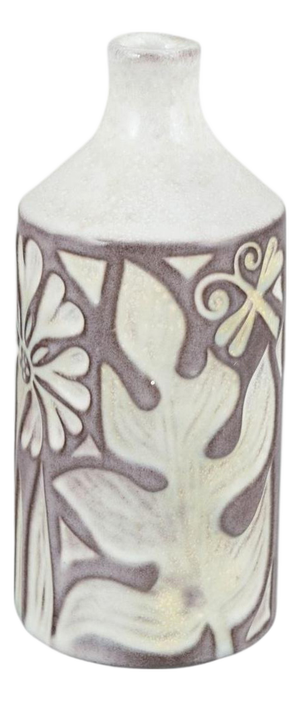 Vintage Stoneware Vase with Stylised Botanical Motifs by Mari Simmulson for Upsala Ekeby, 1960s