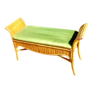 1970s Vintage Split Bamboo Bench With Barrel Accent For Sale