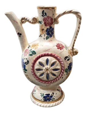 Circa 1920 Belgian Art Deco Ceramic Gilded Floral Motifs Ewer
