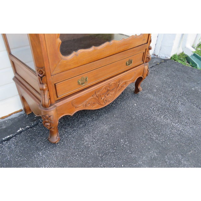 Victorian Heavy Carved Tall China Display Cabinet For Sale - Image 10 of 13