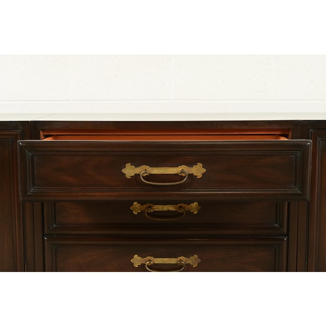 Wood John Stuart for Mount Airy Hollywood Regency Chinoiserie Monumental Mahogany and Brass Sideboard Credenza, 1960s For Sale - Image 7 of 13