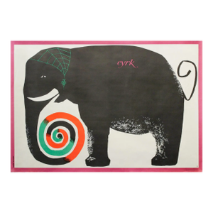 1970's Original Polish Circus Poster, Cyrk, Elephant - Hubert Hilscher