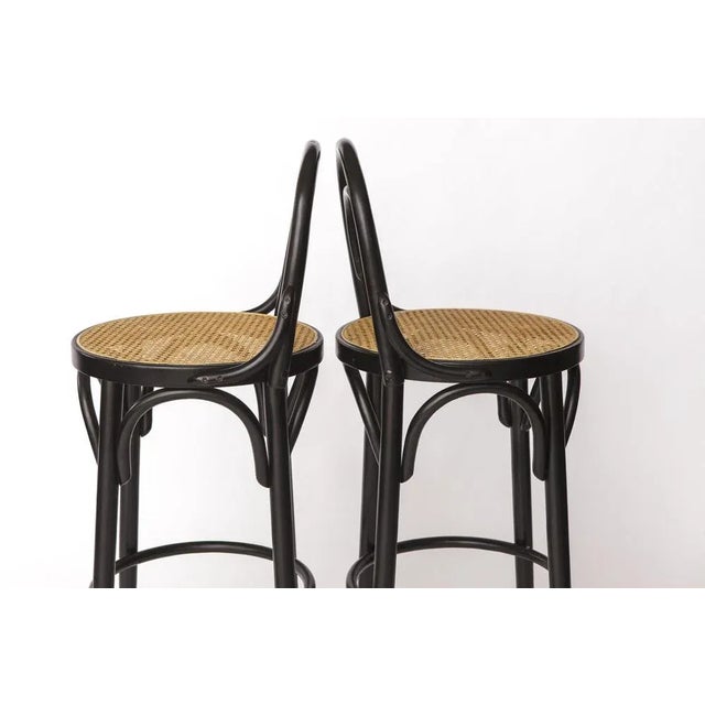Set of Vintage Italian Bentwood Bar Stools with Vienna Cane Seats, 1990s For Sale - Image 3 of 10