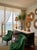 Offering a vintage pair of palm tree lamps with bamboo style tree trunks and real bamboo lamp shades, circa Late 20th...