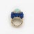 Gold Vintage 14k Yellow Gold Diamond Turquoise Lapis Cocktail Ring C. 1960s, Size 7.5 For Sale - Image 8 of 9