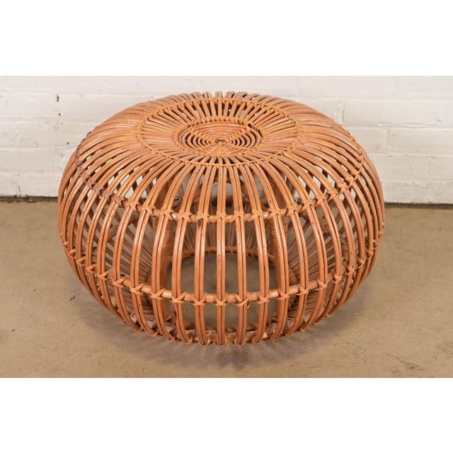 Franco Albini Mid-Century Organic Modern Italian Rattan Pouf Ottoman, 1950s For Sale - Image 11 of 11