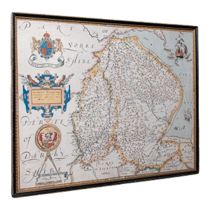 Vintage Map, Lincoln, Nottingham, English, After Christopher Saxton, Cartography