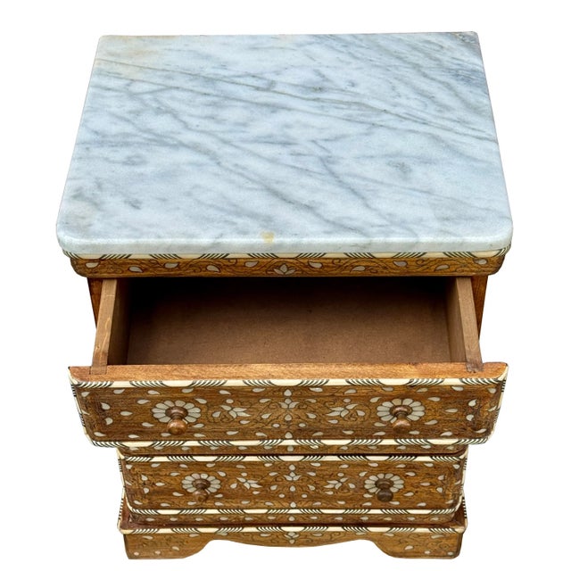 Mid 20th Century Small Mother of Pearl Inlaid Chest With Drawers For Sale - Image 4 of 6