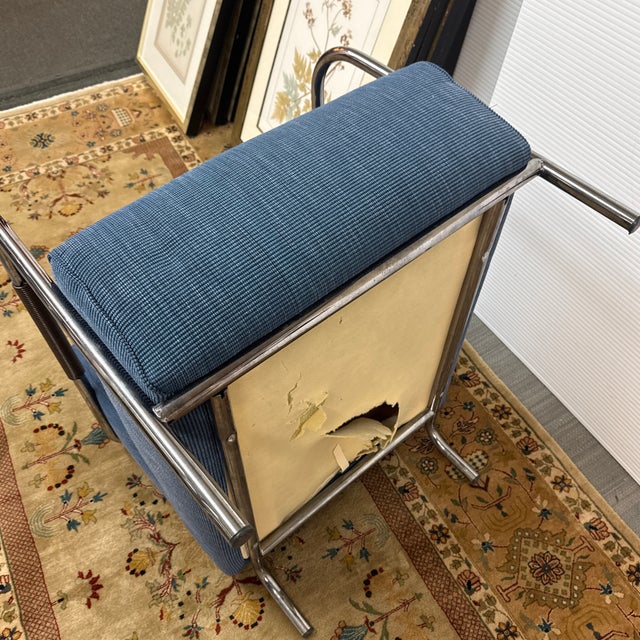 Blue Salcon Bauhaus Revival Lounge Chair For Sale - Image 8 of 12
