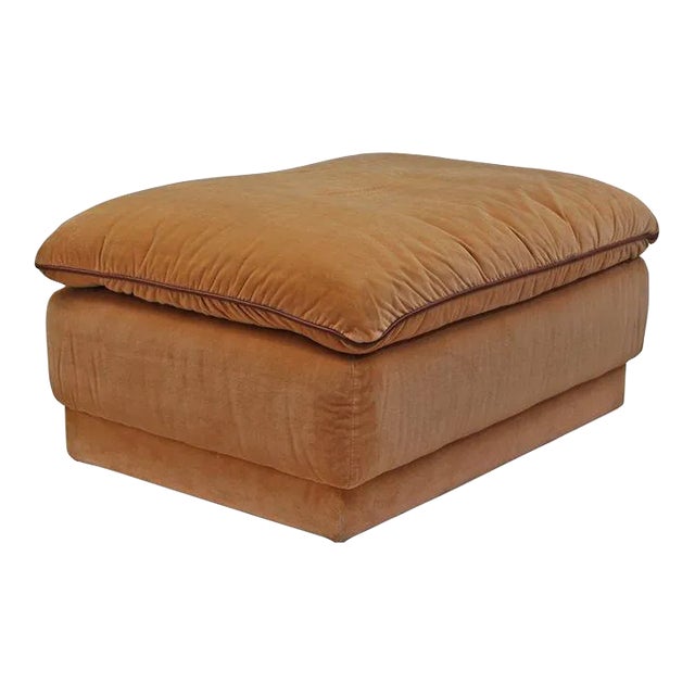 Vintage Roche Bobois Modular Ottoman with Suede Upholstery and Leather Piping For Sale