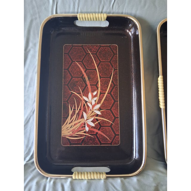 Vintage Japanese Style Serving Trays - A Set For Sale - Image 12 of 12