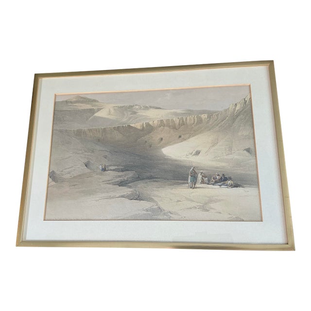 Late 19th Century Large Hand-Colored David Roberts r.a. Lithograph – Entrance to the Tombs of the Kings of Thebes – Framed Egyptian Grand Tour Print For Sale