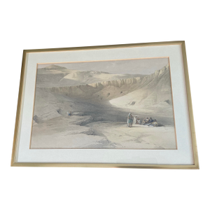 Late 19th Century Large Hand-Colored David Roberts r.a. Lithograph – Entrance to the Tombs of the Kings of Thebes – Framed Egyptian Grand Tour Print