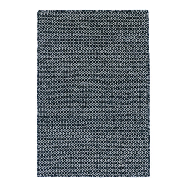 Dash & Albert by Annie Selke Honeycomb Indigo/Grey Woven Wool Rug, 7' 6" x 9' 6" For Sale