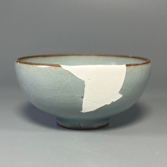 Chinese Antique Chinese Celadon Bowl, Collectible (Restored) For Sale - Image 3 of 6