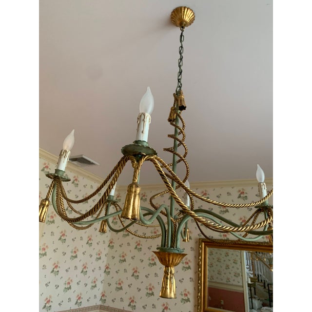Late 20th Century Italian Rope and Tassel Gilt Metal Chandelier For Sale In New York - Image 6 of 12