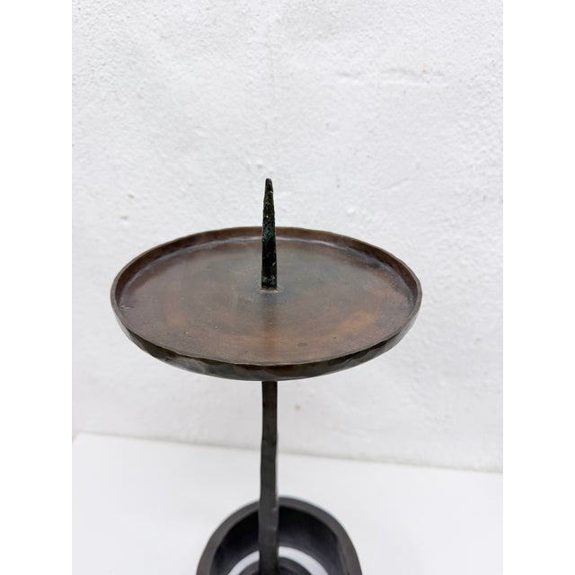 1970s Large Brutalist Bronze Candlestick with Snail Base by Manfred Bergmeister, 1970s For Sale - Image 5 of 9