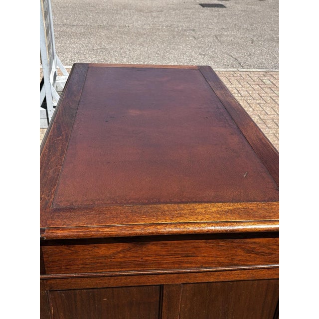Edwardian Oak Twin Pedestal Desk For Sale - Image 9 of 11
