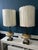 Monumental Hollywood Regency Marble, Hand-Painted Glass & Bronze Table Lamps — 40.75” - a Pair For Sale - Image 16 of 18