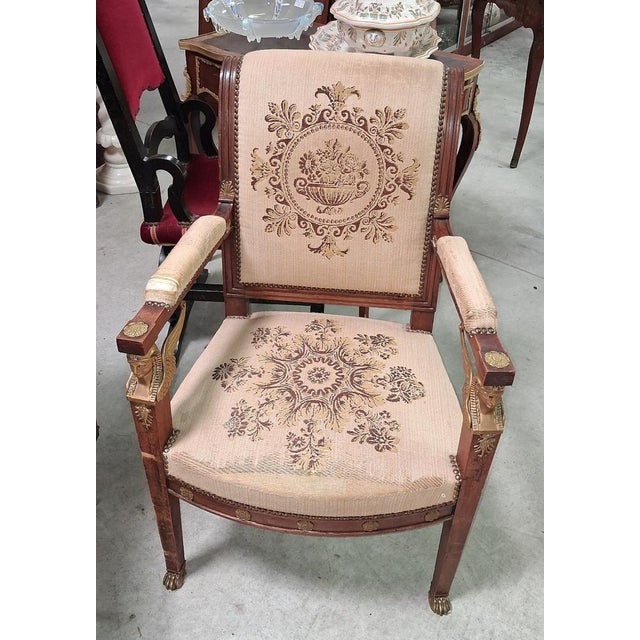 Empire Mahogany Armchair with Egyptian Heads, Early 19th Century For Sale - Image 6 of 8