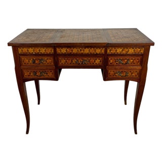 20th Century Spanish Marquetry Vanity Desk with Drop Leaves For Sale
