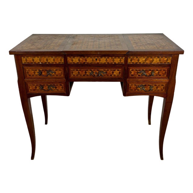 20th Century Spanish Marquetry Vanity Desk with Drop Leaves For Sale