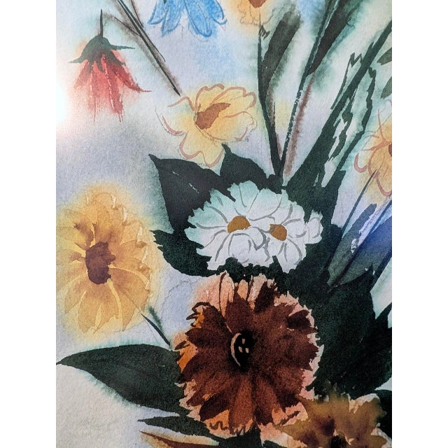 Mid 20th Century Betty Harrington Original Watercolor Still Life of Wildflowers For Sale - Image 4 of 8