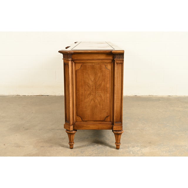 Karges French Regency Louis XVI Burled Walnut Triple Dresser or Credenza For Sale - Image 13 of 15