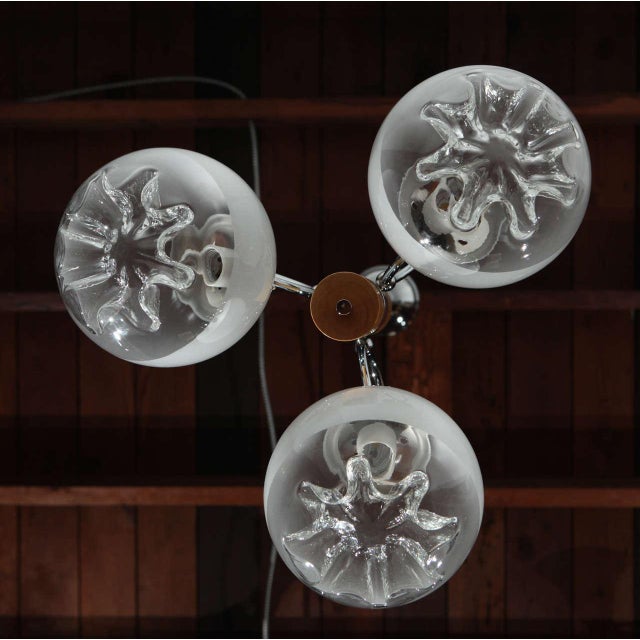 Wood 1970's Wood, Chrome & Glass Italian Fixture - 2 For Sale - Image 7 of 10