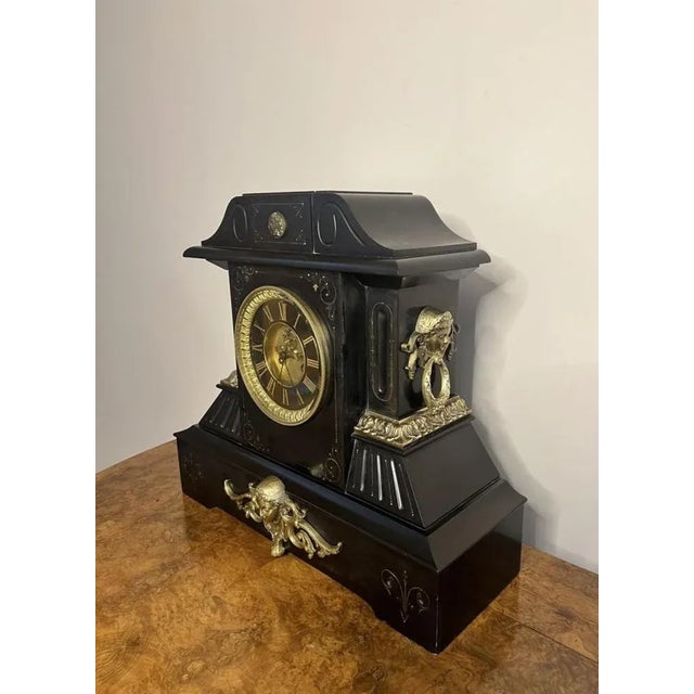 Large Antique Victorian Marble Mantle Clock, 1850 For Sale - Image 4 of 7