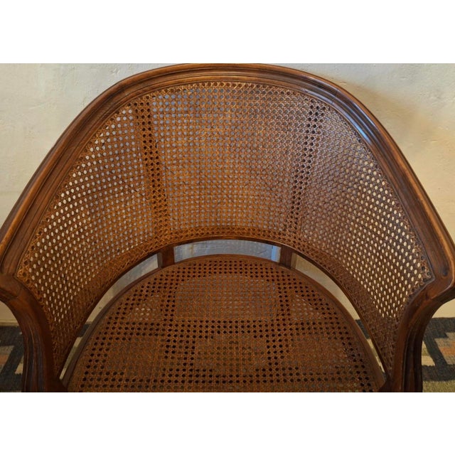 Early 20th Century Louis XV Half-Moon Rattan and Hardwood Armchair For Sale - Image 6 of 16