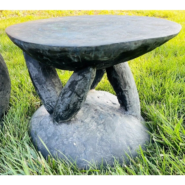 The Story An exceedingly rare find for the serious collector of 20th-century design, this set of three bronze stools was...