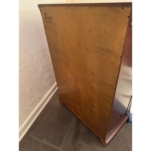 Vintage Ethan Allen Medallion Cherry Wood Tall Chest of Drawers For Sale - Image 17 of 18