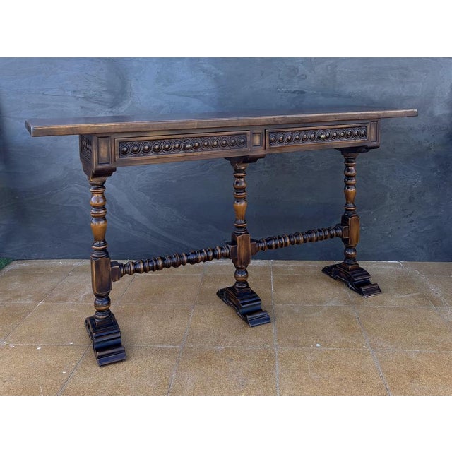 Spanish Carved Wood Console Table by Valenti, 1920s For Sale - Image 4 of 15