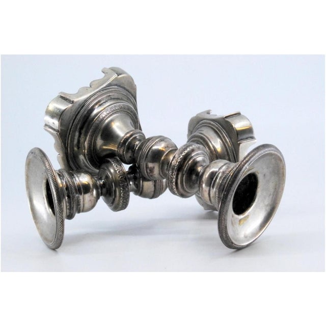 Low Silver Candlesticks with Turned Stems and Friezes on the Cut-Out Bases, Set of 2 For Sale - Image 4 of 11