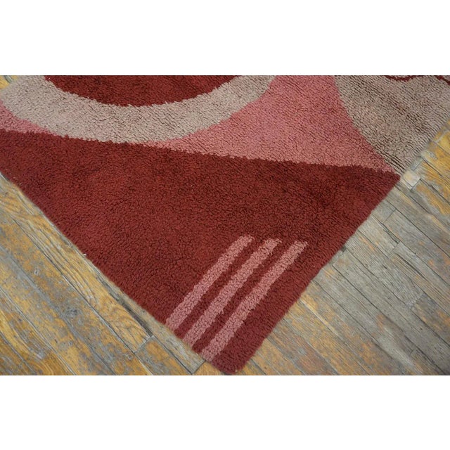 1930s Red Abstract Antique English Art Deco Carpet 3'x5'10" Handknotted Wool Rug For Sale In New York - Image 6 of 11