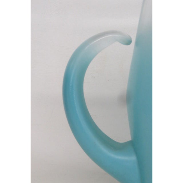 Mid 20th Century West Virginia Glass Company Turquoise Blendo Pitcher With Gold Accent 4911b For Sale - Image 5 of 17