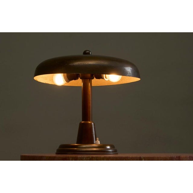 Vintage Italian Table Lamp in Patinated Brass, 1940s For Sale - Image 9 of 15