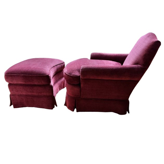 Custom Lounge Chair & Ottoman Set in Burgundy by Dapha For Sale - Image 12 of 18