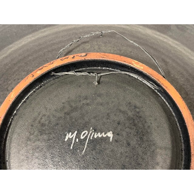 Green Vintage Masuo Ojima Ceramic Platter Green Black Glass Studio Pottery For Sale - Image 8 of 10