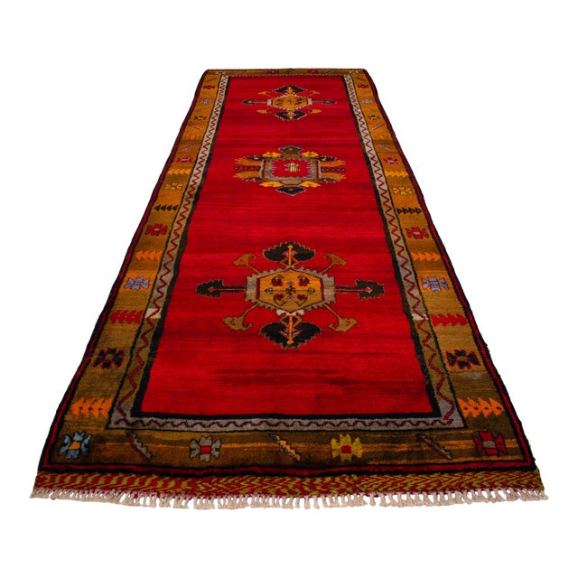 1950s Masterpiece Hand Knotted Turkish Rug for Living Room, Large Runner Rug, Gallerie Rug, Kitchen Decor- 4′7″ X 13′5″ For Sale