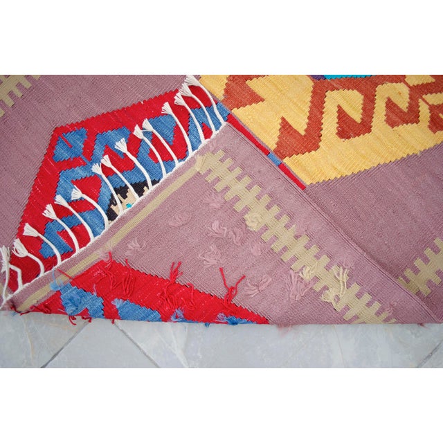 Hand Woven Silk Runner Rug . Full Tribal Design Hallway Colorful Runner Rug New - 2′7″ X 14′3″ For Sale - Image 14 of 15