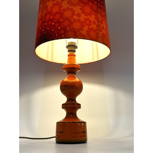1970s Table Lamp with Floral Pattern on Ceramic Base, 1960s-1970s For Sale - Image 5 of 12