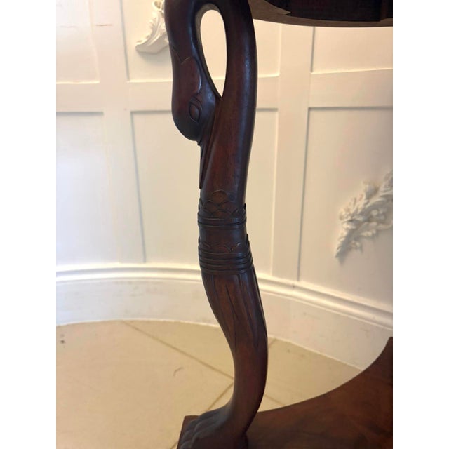 Antique Victorian Specimen Marble Top Centre Table Mahogany Swan Support Side Table, 1860 For Sale - Image 13 of 18