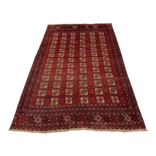Red Ersari Bokhara Hand-Knotted Wool Rug - 9'7" X 6'2" For Sale