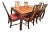 Vintage Asian-Inspired Burl Wood Dining Table & 6 Chairs Set For Sale