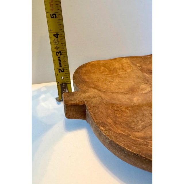 Late 20th Century Large Hand Carved Wood Leaf Tray Wooden Centerpiece Rustic Primitive Japandi For Sale - Image 5 of 11