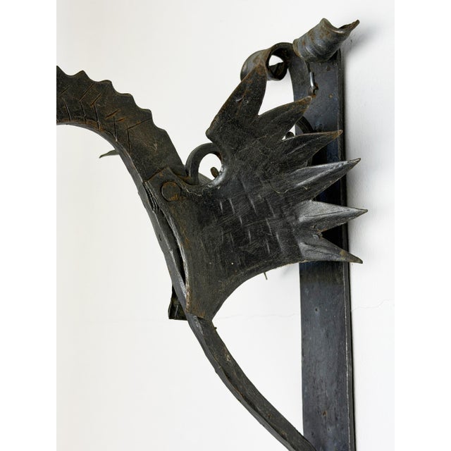 Vintage Gothic Style Wrought Iron Wall-Mounted Dragon Doorbell, 1950s For Sale - Image 6 of 15